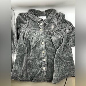 Ralph Lauren Baby Girls Long Sleeve Dress Size 3M cotton blend velour gray